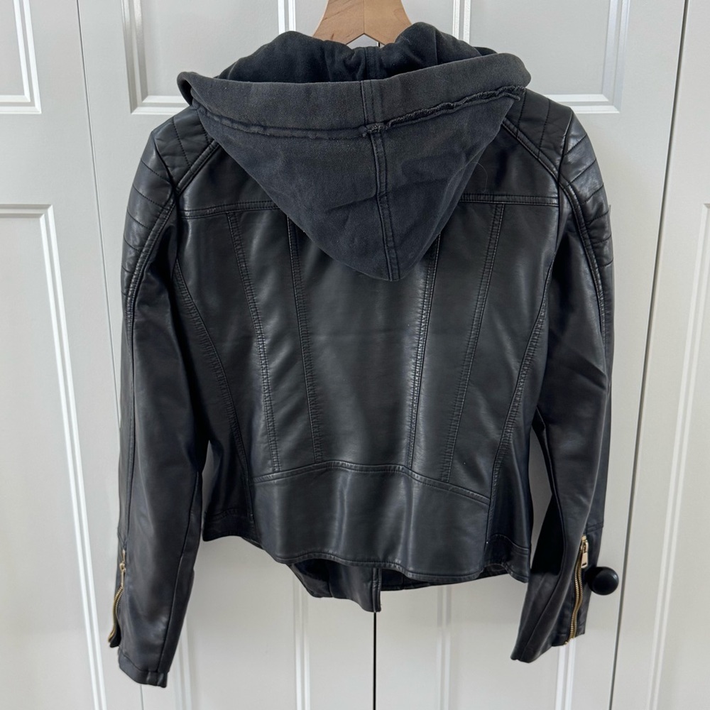 Free People We The Free Black Vegan Leather Jacket - Picture 2 of 3